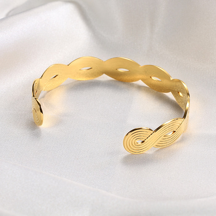 Wholesale Retro Twist Stainless Steel Plating 18K Gold Plated Bangle