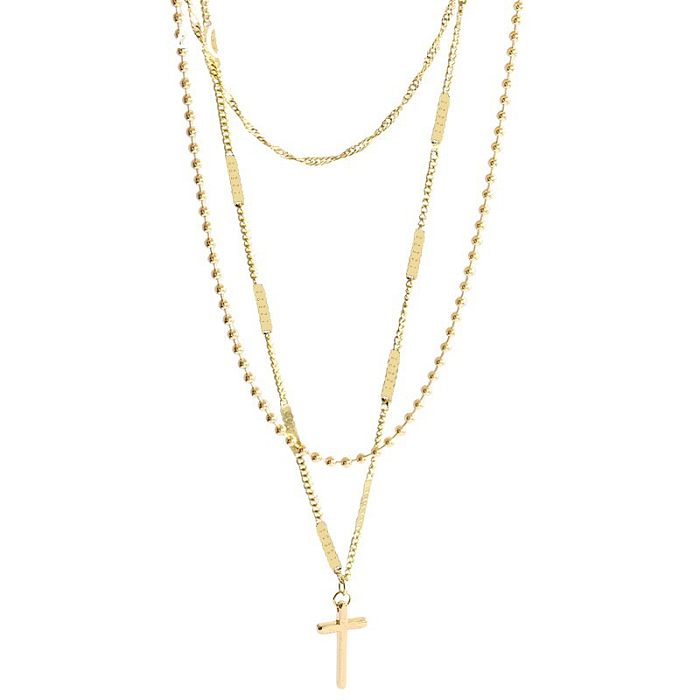 Fashion Cross Stainless Steel Metal Chain Necklace 1 Piece