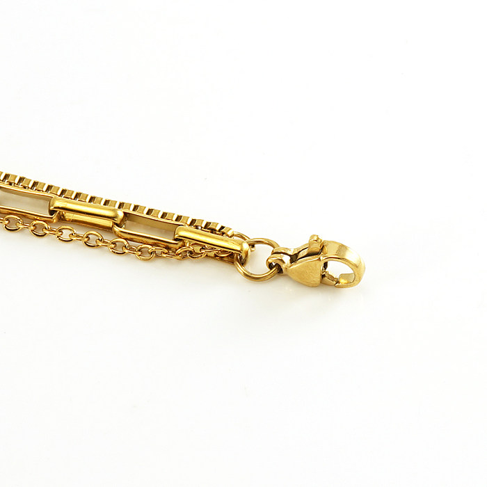 Lässige, schlichte, einfarbige, geschichtete Halsketten aus Edelstahl mit 18-Karat-Vergoldung