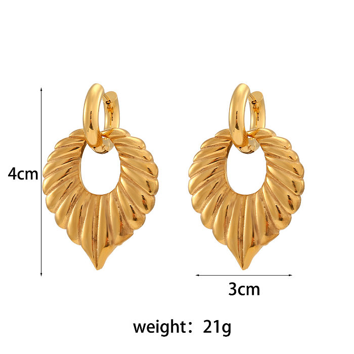 Fashion Leaf Stainless Steel  Earrings Inlay Zircon Stainless Steel  Earrings