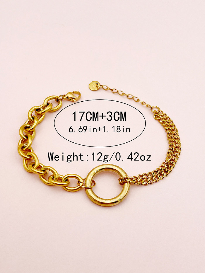 Casual Simple Style Circle Stainless Steel Layered Polishing Plating Gold Plated Bracelets