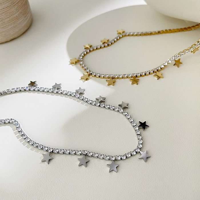 1 Piece Fashion Butterfly Stainless Steel Inlay Zircon Necklace