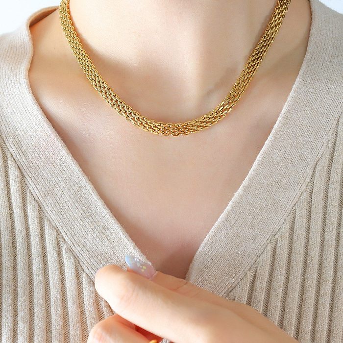 Retro Geometric Solid Color Stainless Steel Plating Necklace