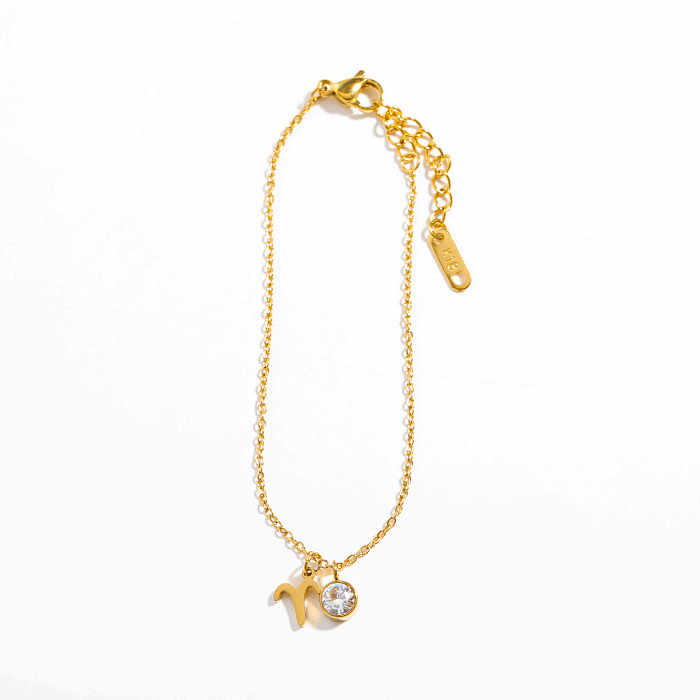 Bracelets plaqués or 18 carats avec incrustation de pierre de naissance en acier inoxydable Constellation de style rétro simple