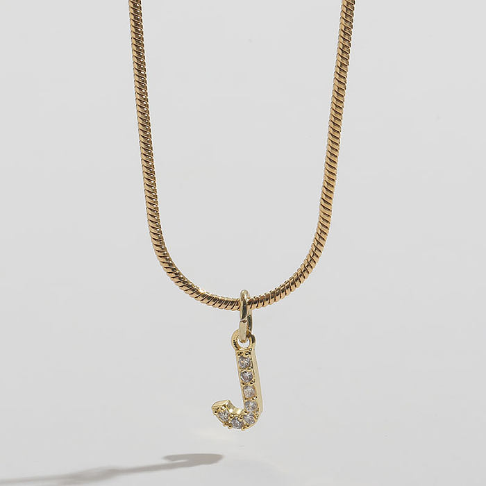 Collier avec pendentif en Zircon plaqué or 14 carats, lettre de Style classique, en acier inoxydable, en vrac