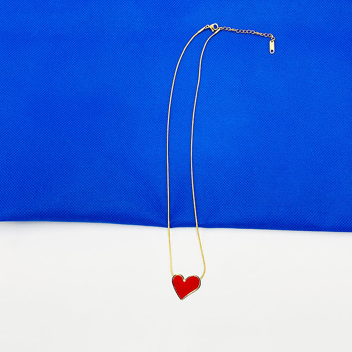 Simple Style Heart Shape Stainless Steel Plating Metal Necklace 1 Piece
