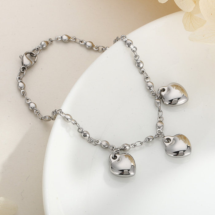 Bracelets de placage en acier titane en forme de coeur à la mode