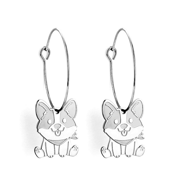 Cute Dog Cat Stainless Steel  Plating Drop Earrings 1 Pair