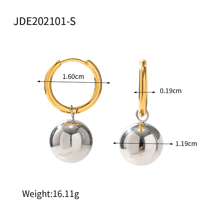 1 Pair INS Style Round Stainless Steel  Plating Drop Earrings