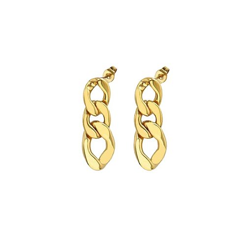 1 paire de boucles d'oreilles pendantes en acier inoxydable, Streetwear élégant, placage géométrique