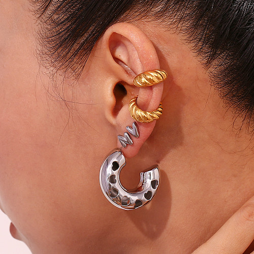 1 Pair Simple Style Classic Style Heart Shape Plating Stainless Steel  18K Gold Plated Ear Studs