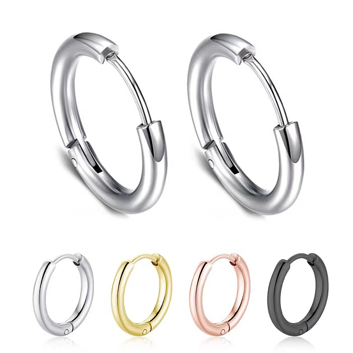 4 Pairs Simple Style Round Plating Stainless Steel  Gold Plated Silver Plated Hoop Earrings