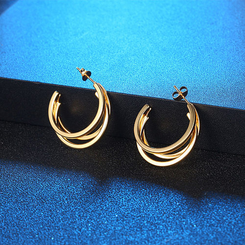 1 Pair Simple Style C Shape Stainless Steel Plating Ear Studs