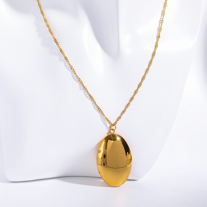 Collier avec pendentif plaqué or 18 carats en forme de cœur, style vintage décontracté, style classique