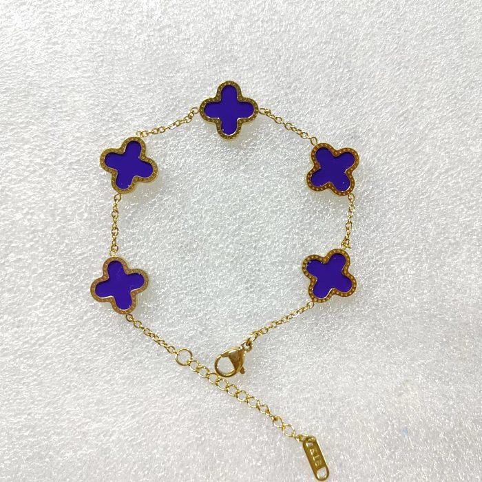 Bracelets de placage en acier titane de fleur de couleur unie de style vintage