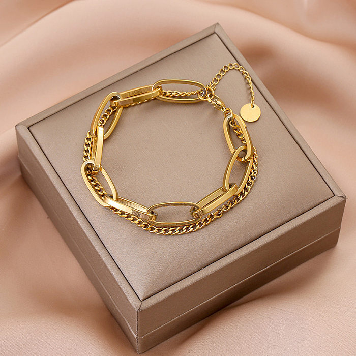 Bracelets plaqués or 18 carats en acier titanique de couleur unie de style classique
