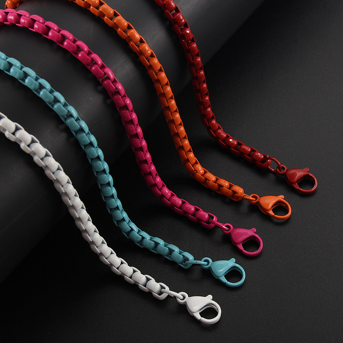 Hip-Hop Retro Solid Color Stainless Steel Patchwork Bracelets