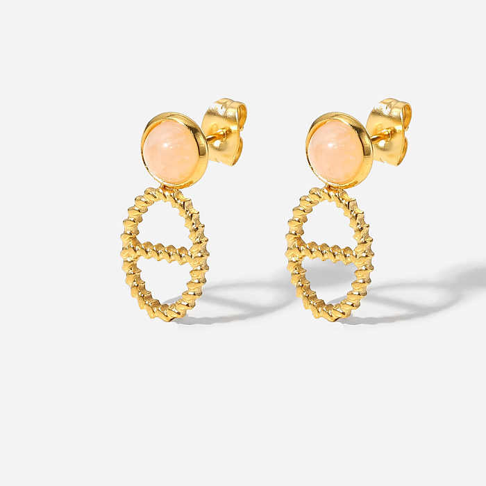 Mode 18K Gold Edelstahl Anhänger rosa Spar Endant Ohrringe für Frauen