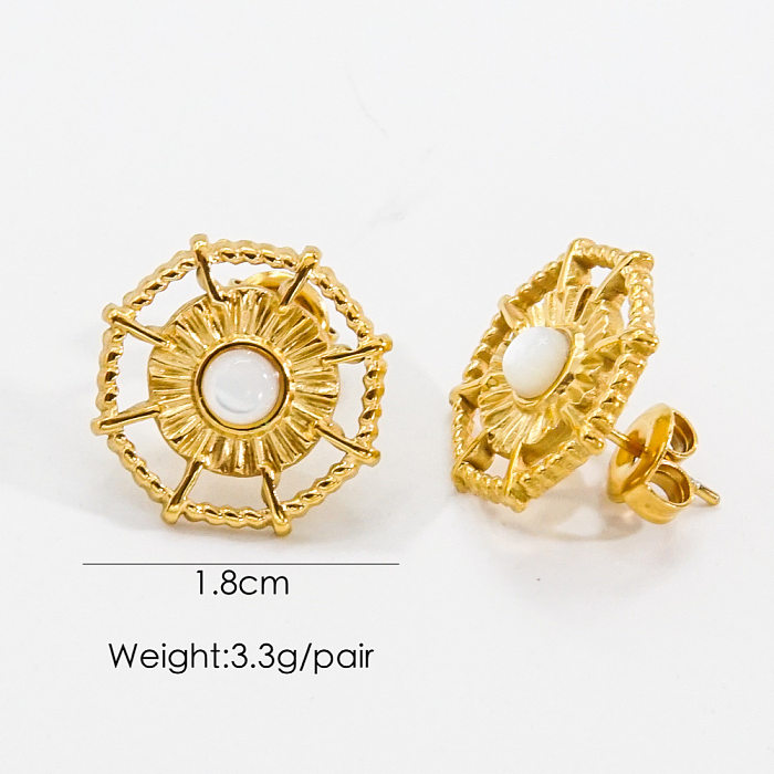 1 Pair IG Style Simple Style Geometric Plating Inlay Stainless Steel  Artificial Pearls Zircon Ear Studs