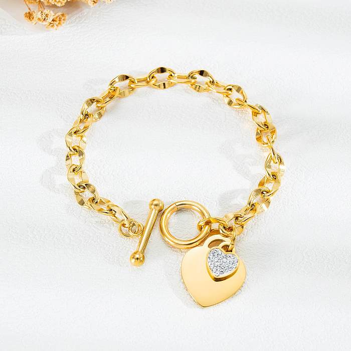 Nova moda amor pulseira de aço inoxidável banhado a ouro rosa jóias com diamantes fivela OT pulseira de aço titânio