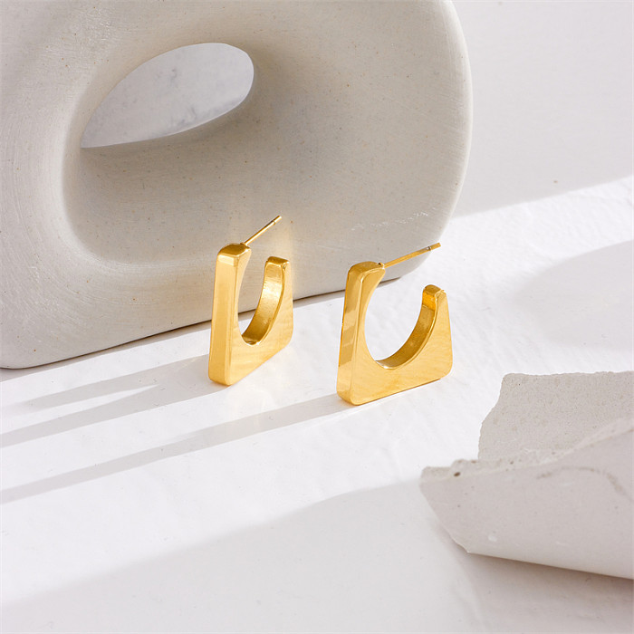 1 Pair Commute Korean Style Solid Color Plating Stainless Steel 18K Gold Plated Ear Studs