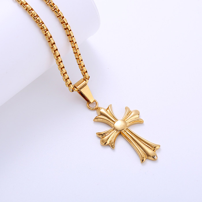 Gotische Kreuz-Anhänger-Halskette mit Edelstahlbeschichtung, 1 Stück