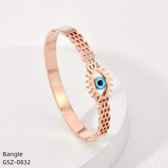 Simple Style Classic Style Eye Stainless Steel Plating Hollow Out Rose Gold Plated Gold Plated Silver Plated Bangle