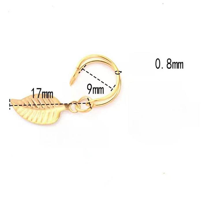 1 Paar lässige Blatt-Ohrringe mit unregelmäßiger Beschichtung aus Edelstahl mit 18-Karat-Vergoldung