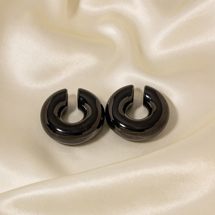 1 Paar schlichte C-förmige Ohrclips aus Edelstahl mit 18-karätiger Vergoldung