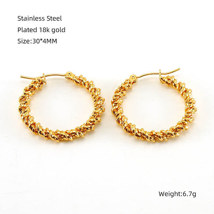 1 Pair Elegant U Shape Plating Stainless Steel  18K Gold Plated Hoop Earrings