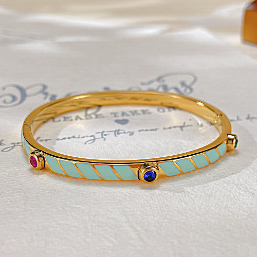 Wholesale Simple Style Stripe Candy Stainless Steel Plating Inlay Zircon Bangle