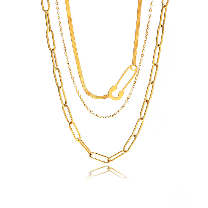 Hip-Hop Solid Color Stainless Steel  Plating Gold Plated Necklace