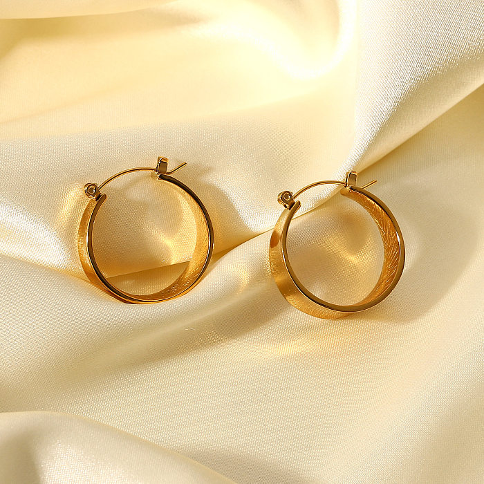 Fashion Simple 18K Gold-plated Stainless Steel  Curved Smooth Earrings Wholesale