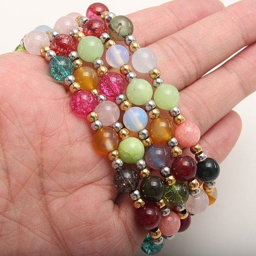 Bracelets plaqués or 18K de placage de perle artificielle d'acier inoxydable de bloc de couleur de style vintage