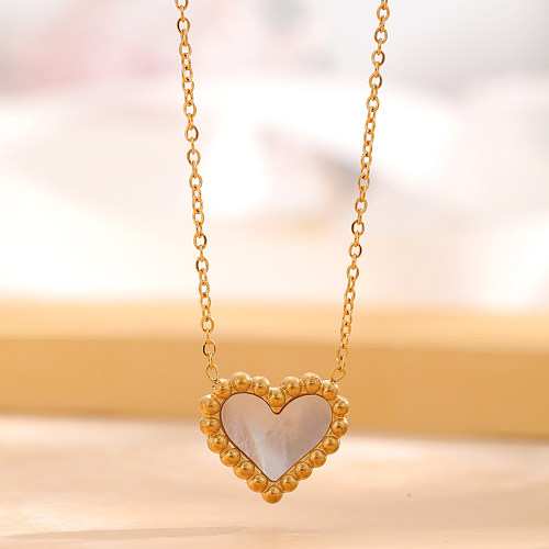 Estilo clássico retro estrela coração forma flor aço inoxidável esmalte colar banhado a ouro