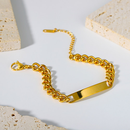 Pulseira banhada a ouro 18K de aço inoxidável de cor sólida de estilo moderno