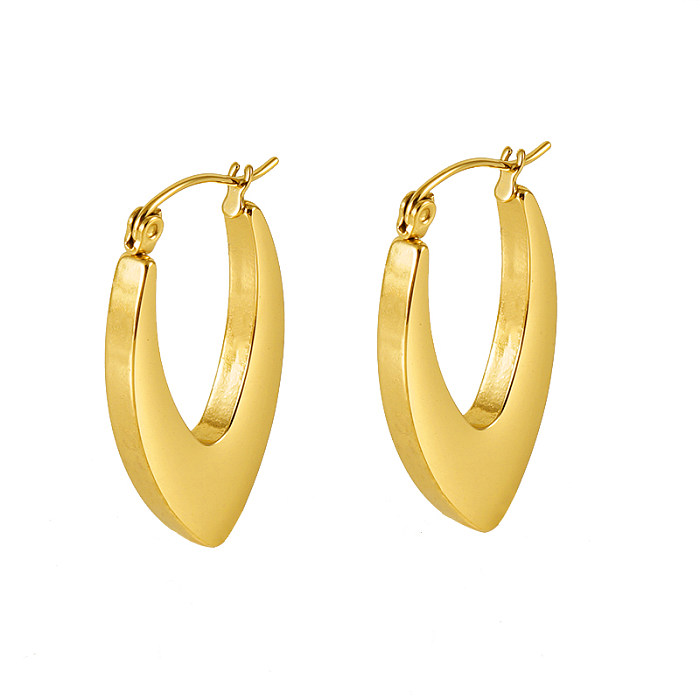 1 Pair Retro Simple Style U Shape Stainless Steel  Plating 18K Gold Plated Hoop Earrings