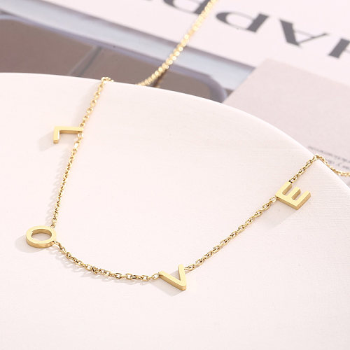 Simple Style Letter Solid Color Stainless Steel  Plating 18K Gold Plated Necklace