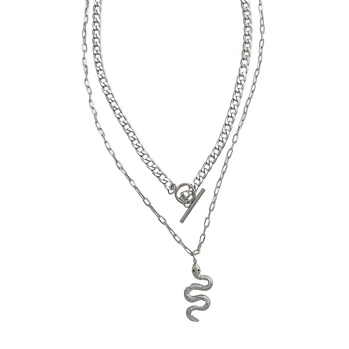 Hip-Hop Snake Stainless Steel  Layered Necklaces Plating Stainless Steel  Necklaces