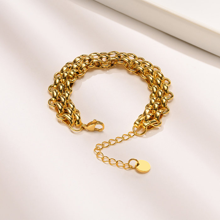 Pulseiras banhadas a ouro de aço inoxidável de cor sólida estilo vintage estilo simples a granel