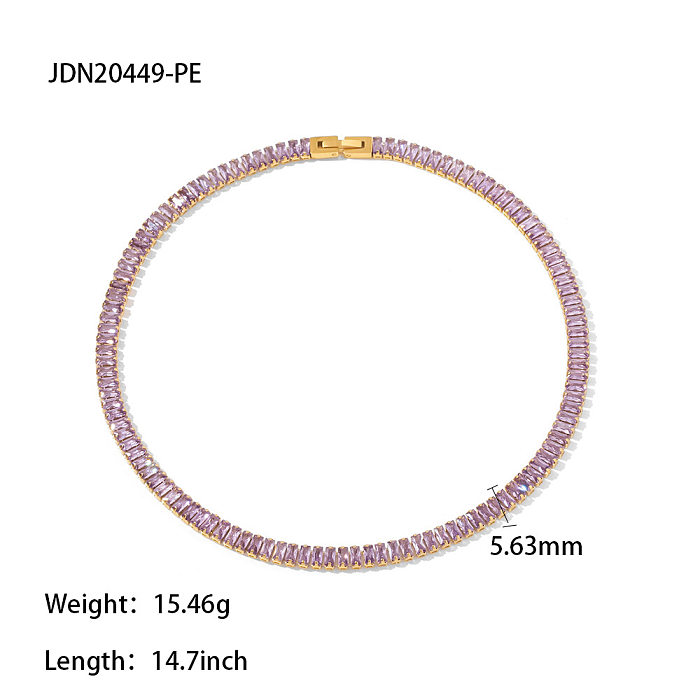 Modische Halskette mit mehrfarbigem Zirkon-Inlay aus Edelstahl