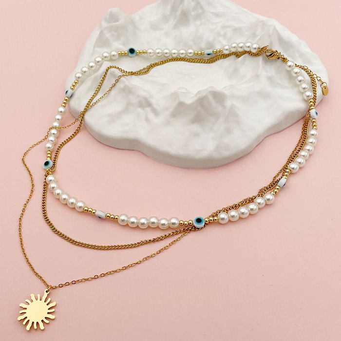 Halskette mit Anhänger im Barock-Stil, Sonne, Edelstahlbeschichtung, 1 Stück