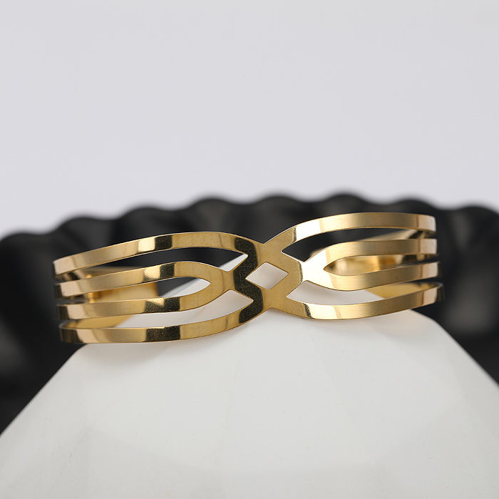 Mode C Forme Rhombus Bracelet En Acier Inoxydable Criss Cross Évider Bracelets En Acier Inoxydable