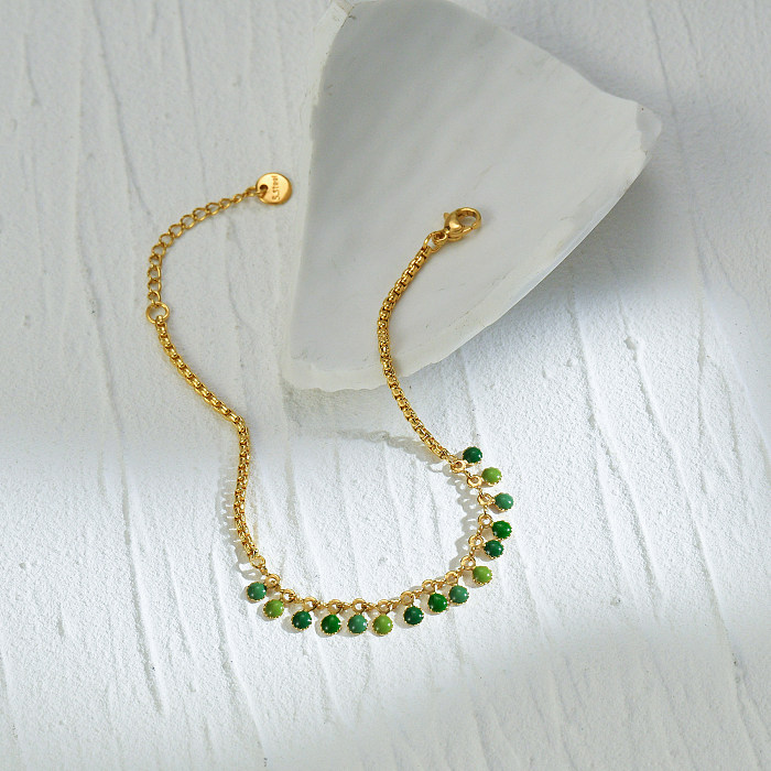 Bracelets de perles rondes plaquées en acier inoxydable, 1 pièce, à la mode