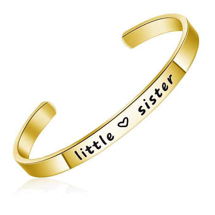 Wholesale Simple Style Letter Stainless Steel Rose Gold Plated Gold Plated Bangle