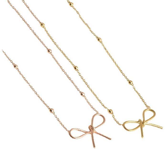 Simple Style Bow Knot Stainless Steel Plating Gold Plated Pendant Necklace