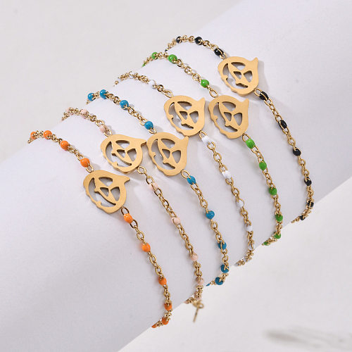 Cool Style Pumpkin Stainless Steel Plating Hollow Out Bracelets