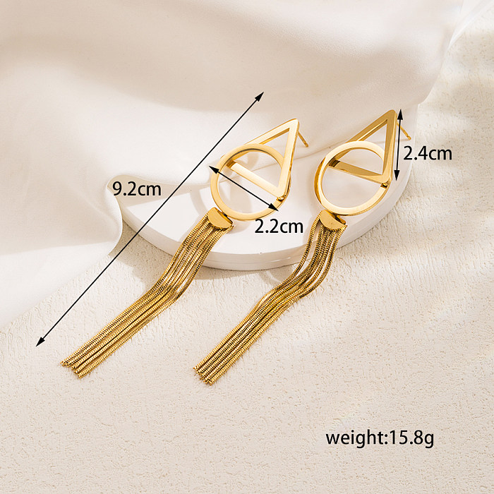 1 Pair Elegant Luxurious Irregular Round Solid Color Plating Chain Inlay Stainless Steel  Artificial Pearls 18K Gold Plated Drop Earrings
