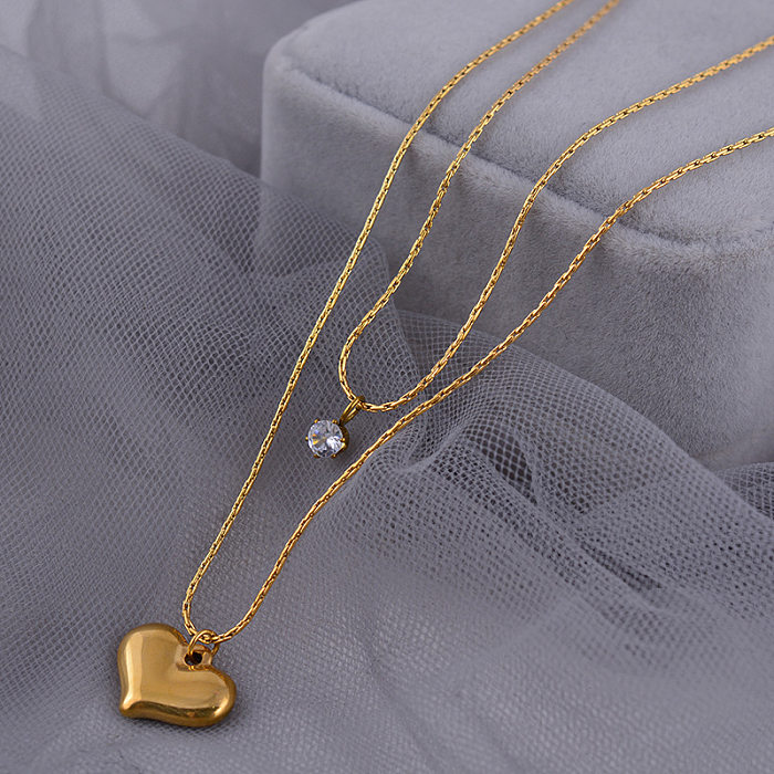 Sweet Heart Shape Stainless Steel Layered Necklaces