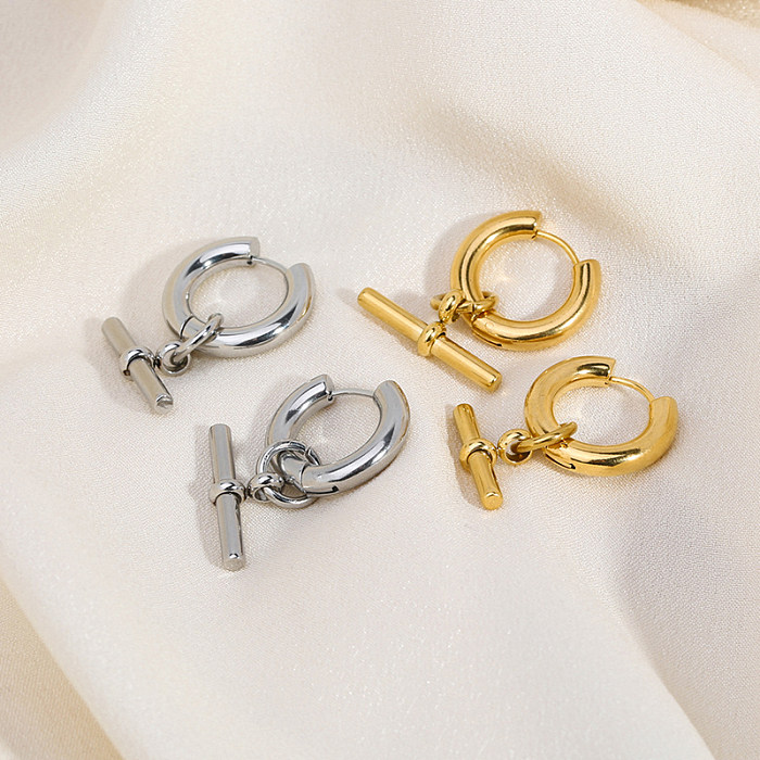 1 Pair Streetwear Solid Color Plating Stainless Steel  18K Gold Plated Earrings